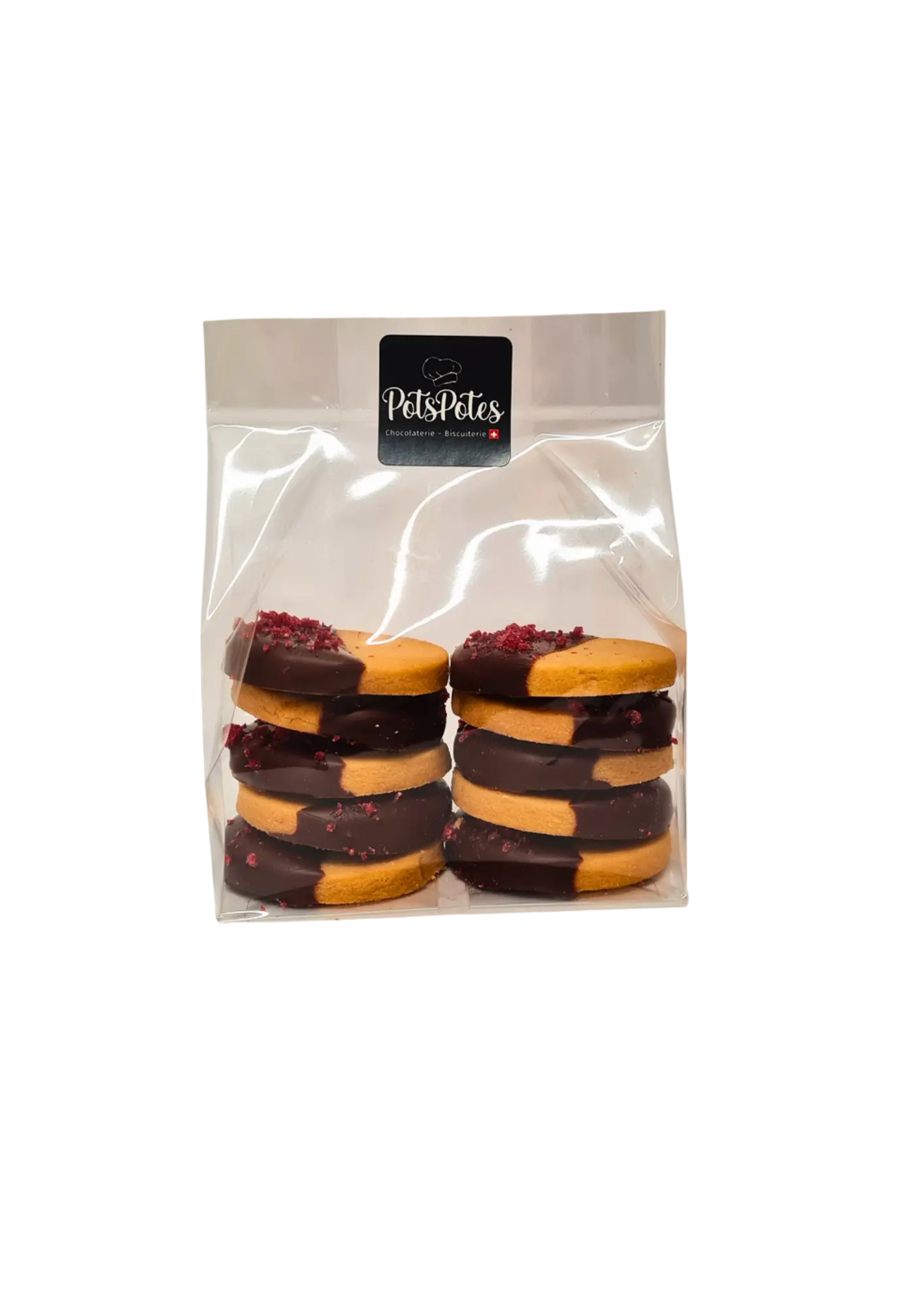 Sablés Chocolat noir et pépites framboise PotsPotes
