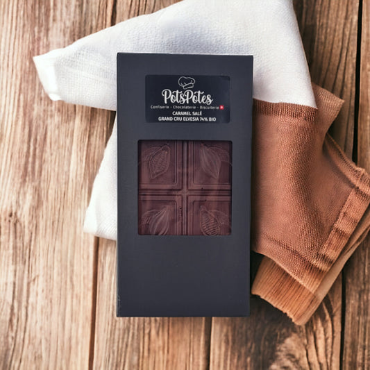 Tablette caramel salé - Grand cru 🇨🇭 Elvesia 74% Bio
