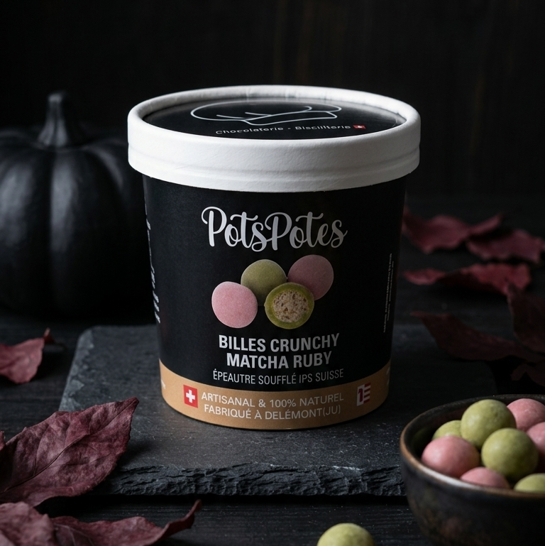 Billes crunchy Matcha-Ruby (Épeautre soufflé VD)