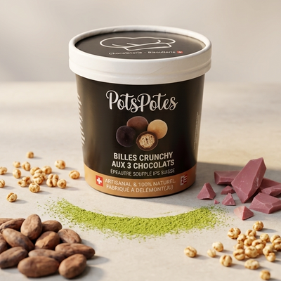 Billes crunchy aux 3 chocolats (Épeautre soufflé VD)