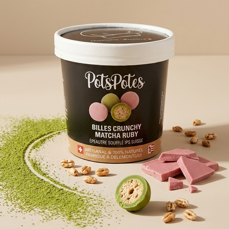 Billes crunchy Matcha-Ruby (Épeautre soufflé VD)